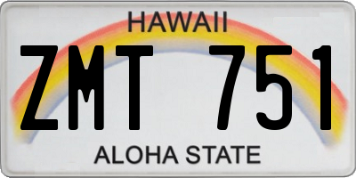 HI license plate ZMT751