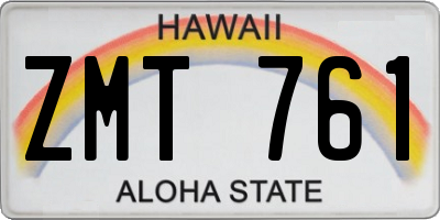 HI license plate ZMT761