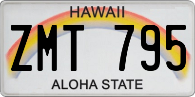 HI license plate ZMT795