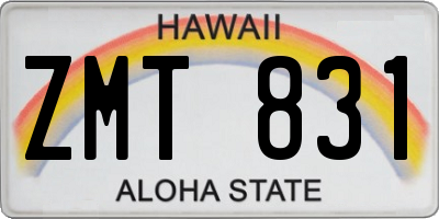 HI license plate ZMT831