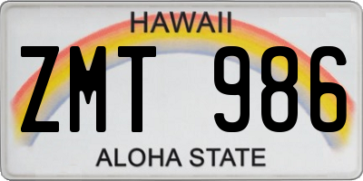 HI license plate ZMT986