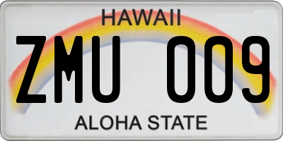 HI license plate ZMU009