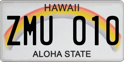 HI license plate ZMU010