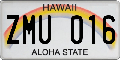 HI license plate ZMU016