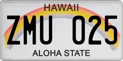 HI license plate ZMU025
