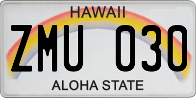 HI license plate ZMU030