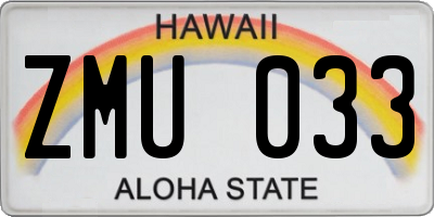 HI license plate ZMU033