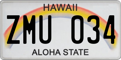HI license plate ZMU034