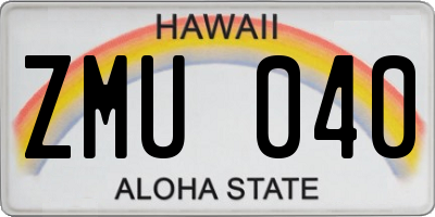 HI license plate ZMU040