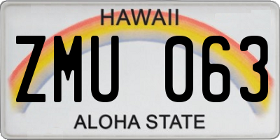 HI license plate ZMU063