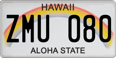 HI license plate ZMU080