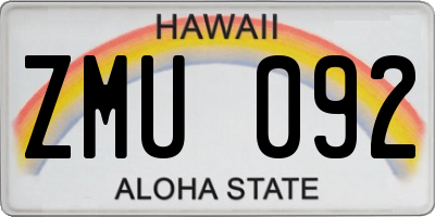 HI license plate ZMU092