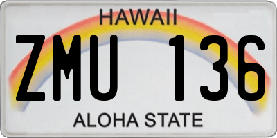 HI license plate ZMU136