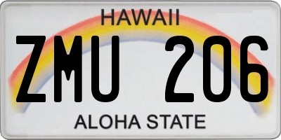 HI license plate ZMU206