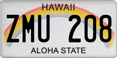 HI license plate ZMU208
