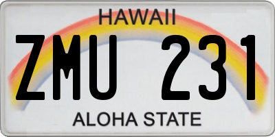 HI license plate ZMU231