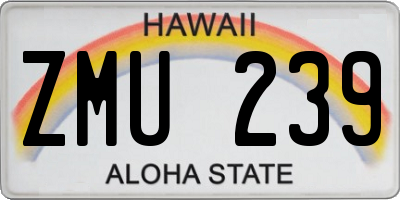HI license plate ZMU239