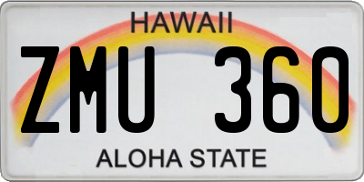 HI license plate ZMU360