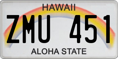 HI license plate ZMU451