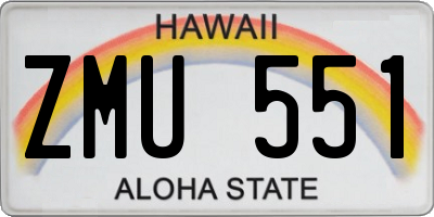 HI license plate ZMU551