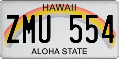 HI license plate ZMU554