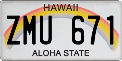 HI license plate ZMU671