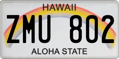 HI license plate ZMU802