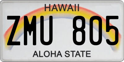 HI license plate ZMU805