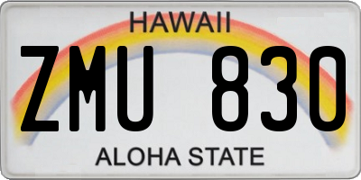 HI license plate ZMU830