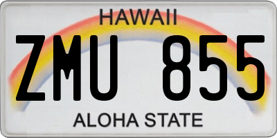 HI license plate ZMU855