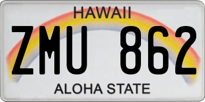 HI license plate ZMU862