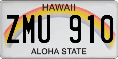 HI license plate ZMU910