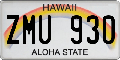 HI license plate ZMU930