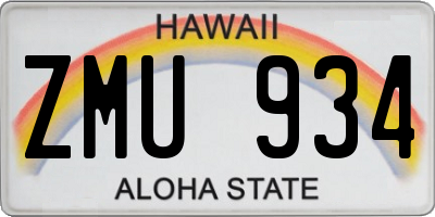 HI license plate ZMU934