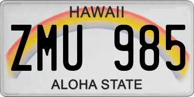 HI license plate ZMU985