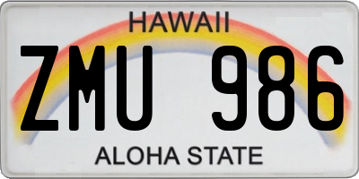 HI license plate ZMU986