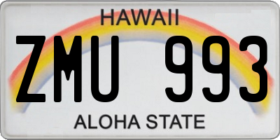 HI license plate ZMU993