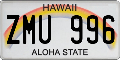 HI license plate ZMU996