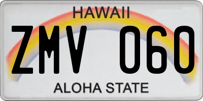 HI license plate ZMV060