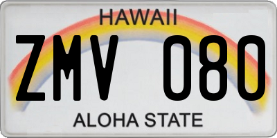 HI license plate ZMV080