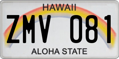 HI license plate ZMV081