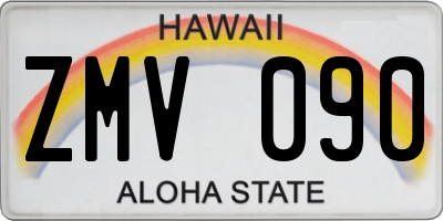HI license plate ZMV090
