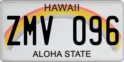 HI license plate ZMV096