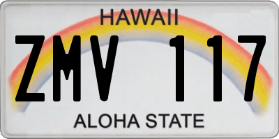 HI license plate ZMV117