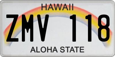 HI license plate ZMV118