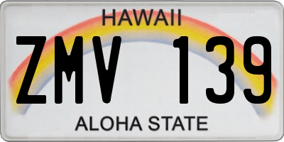 HI license plate ZMV139
