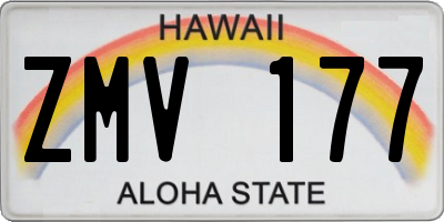 HI license plate ZMV177