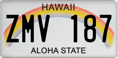 HI license plate ZMV187