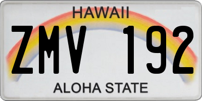 HI license plate ZMV192