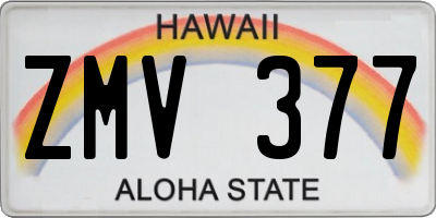 HI license plate ZMV377